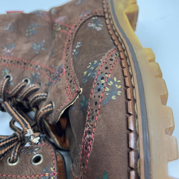 Roccia Women's Lace Up Combat Boots size 6.5 Italian Leather with Flowers EU 37 - Picture 7 of 16